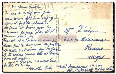 Vichy — Ogólny widok z lotu ptaka — Quais de l'Allier — Wodociąg termalny — La Cigogne 301 — Rewers