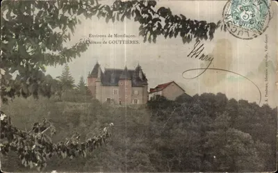 Bilhete postal antigo Environs de Montlucon Château de Gouttieres