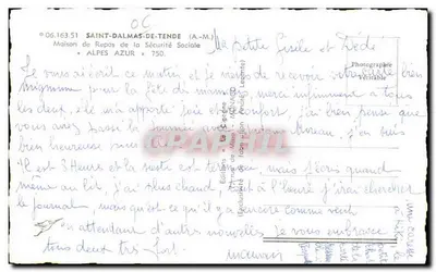 Saint-Dalmas-de-Tende — Casa de Repouso da Segurança Social — Edições La Cigogne — Verso