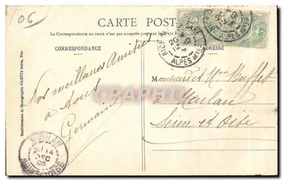 Stara pocztówka Cap Ferrat i Saint Hospice (Otoczenie Nicei) — Rewers