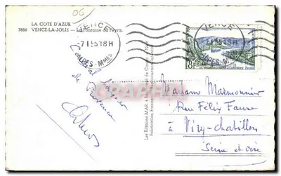 Fontaine du Peyra — Vence-la-Jolie — Editions MAR — Back