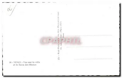 Vence — Vista da cidade e do Baou dos Blancos — Real Photo - Cie des Arts Phylumicon (Paris) — Verso