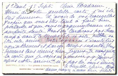 Saint-Paul — Ogólny widok przez cyprysy — Wydawnictwo Rella — Rewers