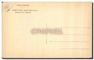 Intérieur de l'église — Saint-Paul (Alpes-Maritimes) — Édition A. Baulin-Paul — Verso