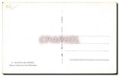 St-Paul-de-Vence — Widok przez oliwki — REAL-PHOTO « C.A.P. » — Rewers