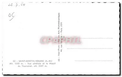 Saint-Martin-Vésubie — Visão geral e o Massif do Tournairet — Real-Photo-Cie des Arts Photomécaniques, Paris — Verso