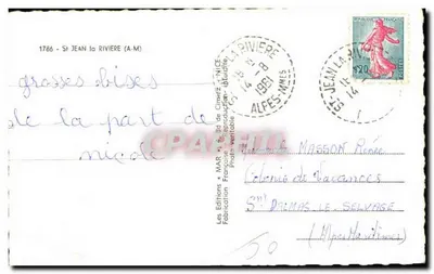 Saint-Jean-la-Rivière — widok mostu i wsi w dolinie — Wydawnictwo «MAR» — Rewers