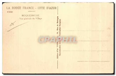 Stara pocztówka Roquebrune Ogólny widok wsi — Rewers