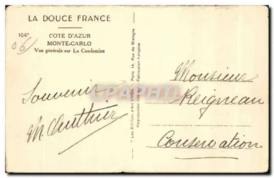 Monte-Carlo — Vista geral sobre La Condamine — Les Éditions d'Art YVON — Verso
