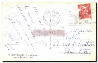 Monte-Carlo — Ogólna wizja — Kap Martin i Włochy — REAL PHOTO C.A.P. — Rewers