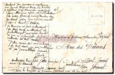 Itália — carta postal manuscrita com texto em francês — Edição Baylone Frères — Verso
