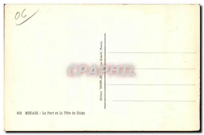 Mônaco - O Porto e a Cabeça de Cão — Edições Grimaldi, Mônaco, n°608 — Verso