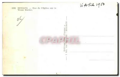 Mônaco — Rua da Igreja no Velho Rochedo — Edições «A Coruja» — Verso