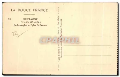 Dinan (C. du-N.) — Giardino Inglese e Chiesa di San Salviatore — Les Éditions d'Art 'Yvon', Parigi — Verso