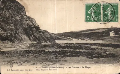 Établys (Côtes-du-Nord) — As Grutas e a Praia — J.-P. Barat, editor-fotógrafo, Saint-Quay