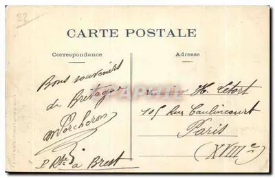 Rochers de la Chambre — Isla de Bréhat — Alrededores de Paimpol — editor Hermann, Paimpol, n°406 — Reverso