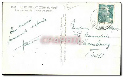 Ilha de Bréhat (Côtes-du-Nord) — Os rochedos da costa de granito — Edições de Arte 'WYND' Paris — Verso