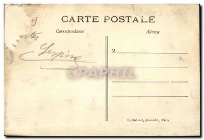 Tarjeta postal antigua Los Pioneros del Vuelo El Avión Antoinette pilotado por Latham en vuelo completo — Reverso