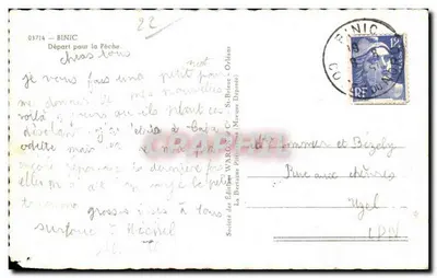 Port de Bénic — Phare et voiliers — Éditeur Waron — Verso