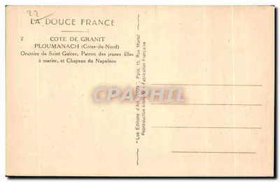 Côte de Granit — P loumanach (Côtes-du-Nord) — Oratório de São Guirê, Chapéu de Napoleão — Les Éditions d'Art Yvon, Paris — Verso