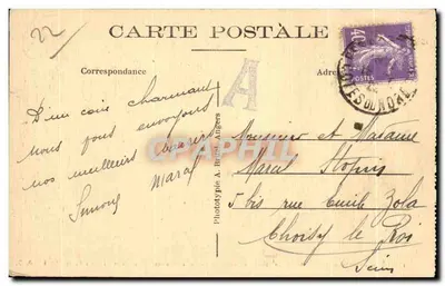 Perros-Guirec (C.-du-N.) — A Praia de Trestraou vista através dos árvores da Montée de la Clarté — A.B. n°152 — Verso