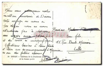 Dinan — Zamek Duchyni Anny i fałszywe drzwi — REAL-PHOTO C.A.P. Paryż nr 30 — Rewers