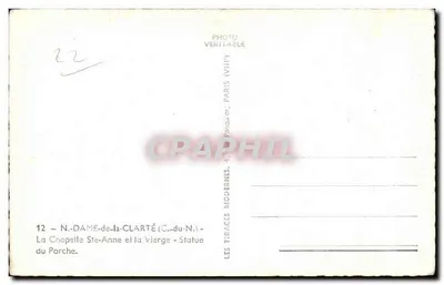 N.-DAME-de-la-CLARTÉ (C.-du-N.) — Katedra Ste-Anne i Dziewica — Statua na portalu — Wydawca: LES TIRAGES MODERNES, 4, rue Pasquier, PARIS (VIII) — Rewers