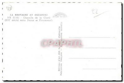 Cartolina d'epoca Capella della Luce tra Perros e Ploumanac h — Verso