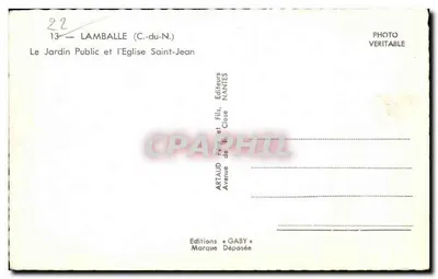 Lamballe (C.-du-N.) — Le Jardin Public et l'Église Saint-Jean — Éditions Gaby — Verso