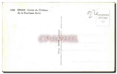 Dinan - Wejście do Zamku Duchyni Anny — Wydawnictwo MESNY Rennes n°5285 — Rewers