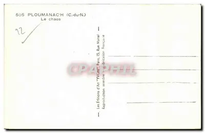 PLOUMANAC'H (C.-du-N.) — O caos — Les Éditions d'Art 'M'WON' Paris — Verso