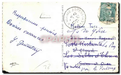 Rocher du Belier — Perros-Guirec (Ploumanach) — Edición La Cigogne — Reverso