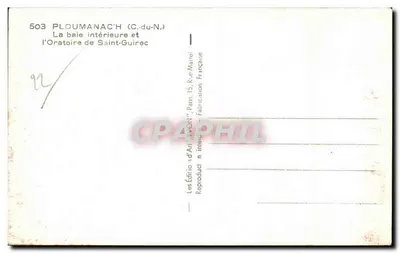 Ploumanac'h (C.-du-N.) — Wewnętrzna zatoka i Oratorium św. Guireka — Wydawnictwo Sztuki 'VORG', nr 503 — Rewers