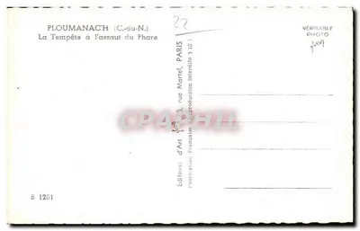 PLOUMANACH (C.-du-N.) — La Tempesta all'Assalto del Faro — Edizioni d'Arte Martel, Parigi — Verso