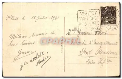 Brzeg Emeraude - 1919 - Saint-Cast - Spadek na plażę Callots — Rewers