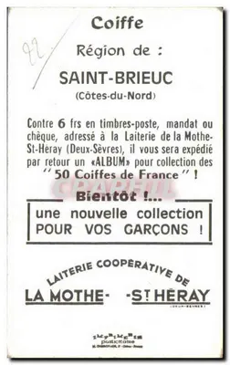 Femme portant coiffe — illustration — éditeur LAITERIE COOPÉRATIVE DE LA MO THE-ST-HÉRAY — Verso