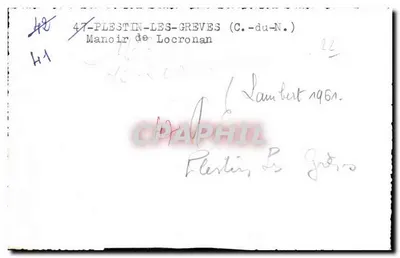 Bilhete postal antigo Plestin Les Greves Manoir de Locronan — Verso