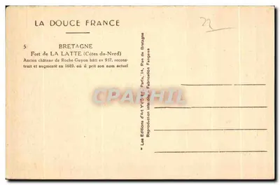 Fuerte de La Latte — Bretaña — Les Éditions d'Art YVO, París — Reverso