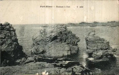 Bilhete postal antigo Port Blanc Rochers