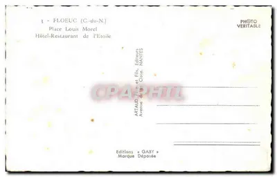 Ploëuc (C.-du-N.) — Praça Louis Morel — Hotel-Restaurante da Estrela — Edições Gaby — Verso