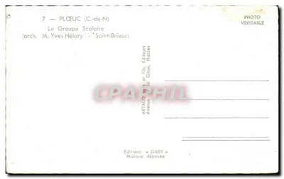 Plouéuc (C.-du-N) — Le Groupe Scolaire (arch. M. Yves Hélary) — Éditions Gaby — Verso