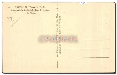 Tréguier (Côtes-du-Nord) — Abside da Catedral, Torre de Hastings e o Cloître — Edições de Arte VYON — Verso