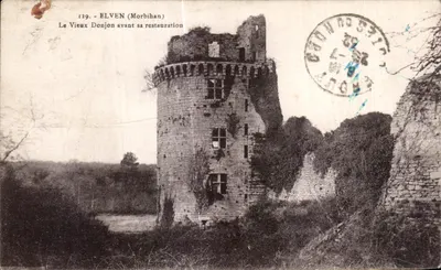 Elven (Morbihan) — O Velho Donjon antes de sua restauração — editor desconhecido, n° 129