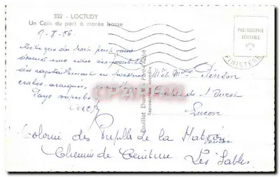 CPA Loctudy Un Coin du port a maree basse Bateau de peche — Verso