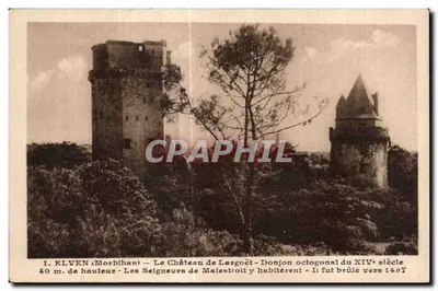 Elven (Morbihan) — O Castelo de Largoët — Donjon octogonal do século XIV
