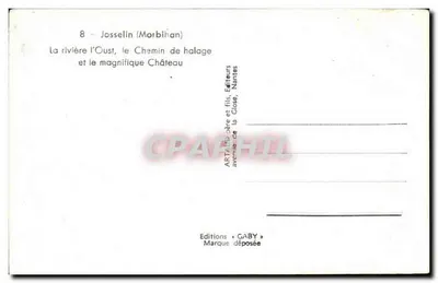 Josselin (Morbihan) — Widok rzeki Oust, drogi do przewożenia i piękny zamek — Wydawnictwo Gaby — Rewers