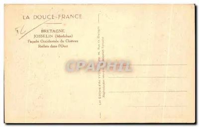 Kasteel van Josselin — Westelijke gevel weerspiegeld in de Oust — Edities d'Art Yvon, Rue de Bretagne, Morbihan — Achterkant