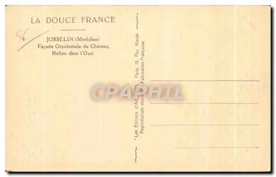 Josselin (Morbihan) — Zachodnia fasada zamku, odbicia w Oust — Les Éditions d'Art YVON — Rewers
