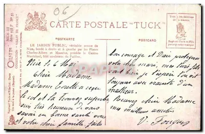 Nice. Jardim Público e o Casino — Oilette, série N° 55 — Verso