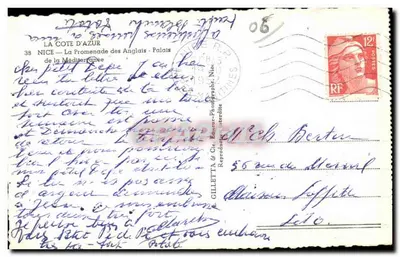 Nice — A Promenade dos Ingleses — Palácio da Mediterrâneo — GILLETTA & Cie — Verso